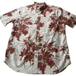 Vintage Reyn Spooner Men's L Tailored Fit Hawaiian Aloha Shirt Floral Map Print